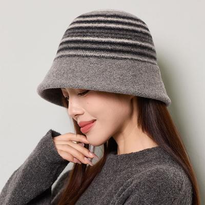 Chapeau Bob Rayé Femme Automne Hiver Chapeau de Pêcheur Chapeau Bassin