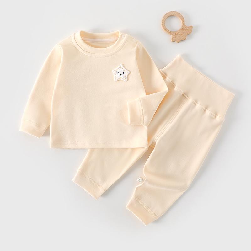 High-Waisted Baby Plush Long Johns Set - Warm Autumn/Winter Underwear for Boys & Girls