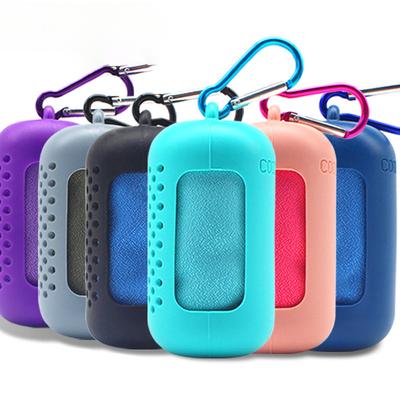 Cold Exercise Quick Drying Towel Outdoor Fitness with Silicone Storage Bag Portable Winging Cool Towel Set