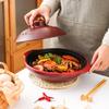 PuPan Red Ceramic Heat-Resistant Shallow Casserole Pot