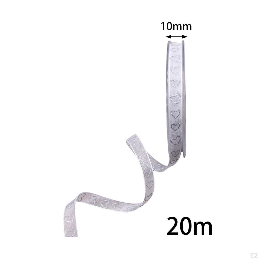 2 Roll Valentine's Day Ribbons Gift Wrapping Wired Heart for Wreath Party