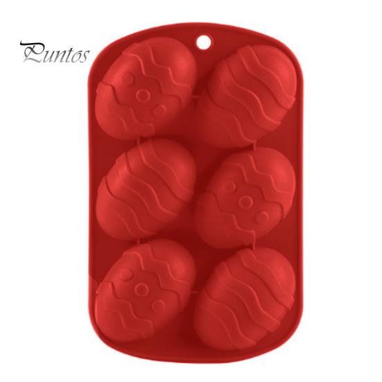 Easter Egg Silicone Mold 6 Cavities Non-stick Food Grade Easy Release DIY Cake Decorating Fondant Chocolate Candy Jelly Ice Baking Mold