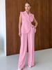 Pink Blazer Pants Two-Piece Set for Women Summer Business Formal Wear Outfit