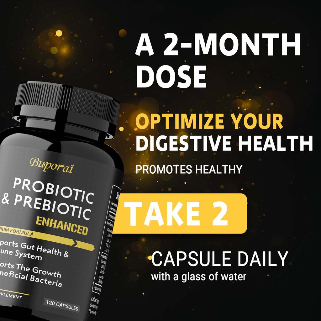 Buporai Capsule Probiotiche e Prebiotiche, contenenti una formula probiotica complessa, per la cura quotidiana della salute e il supporto dei batteri benefici.