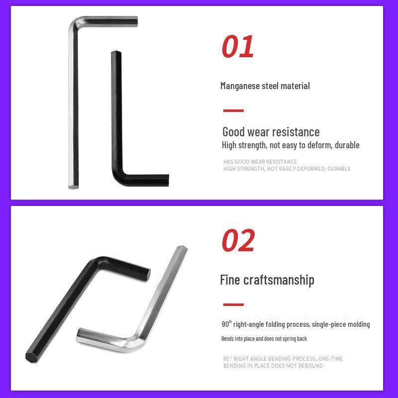 Nickel-Plated Flat Head L-Shaped Hex Key Screwdriver Tool, 0.9mm-8mm
