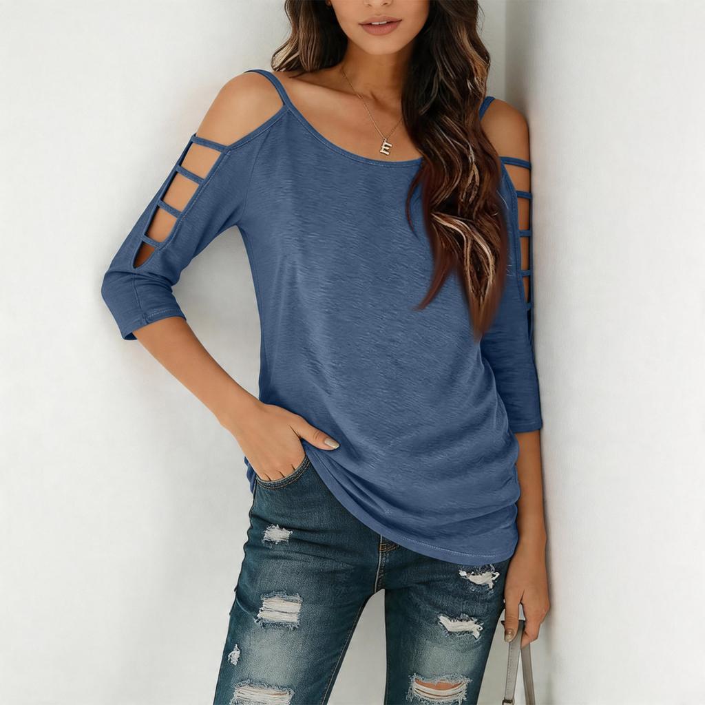 Womens Spring Tops Cold Shoulder Summer Shirts for Women Casual Loose Fit Womens Summer T Shirts Soft Fabric Dressy Tops for Women