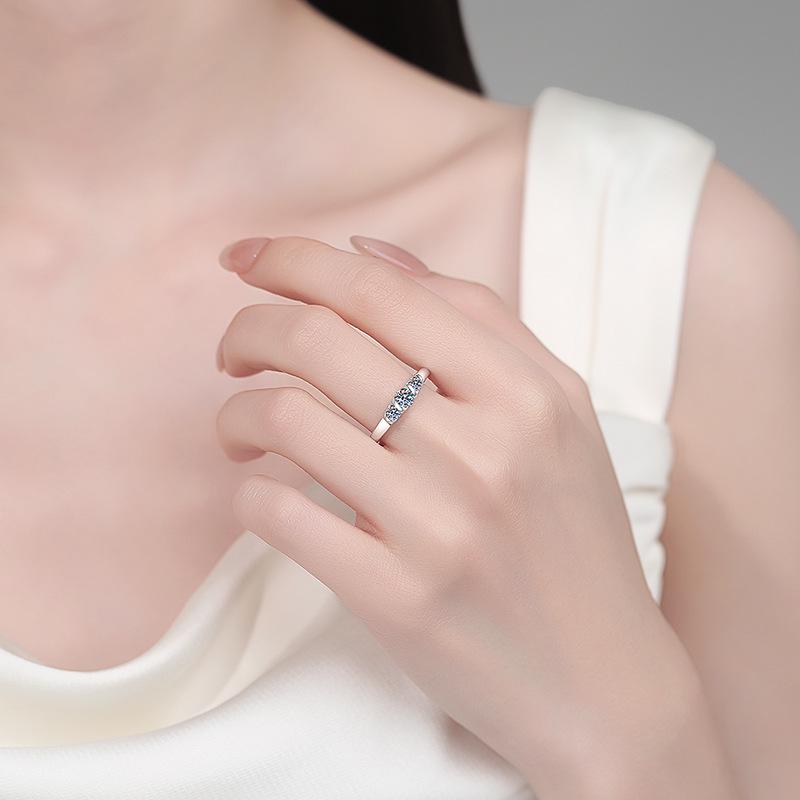 S925 Sterling Silver Moissanite Wave Design Ring for Women