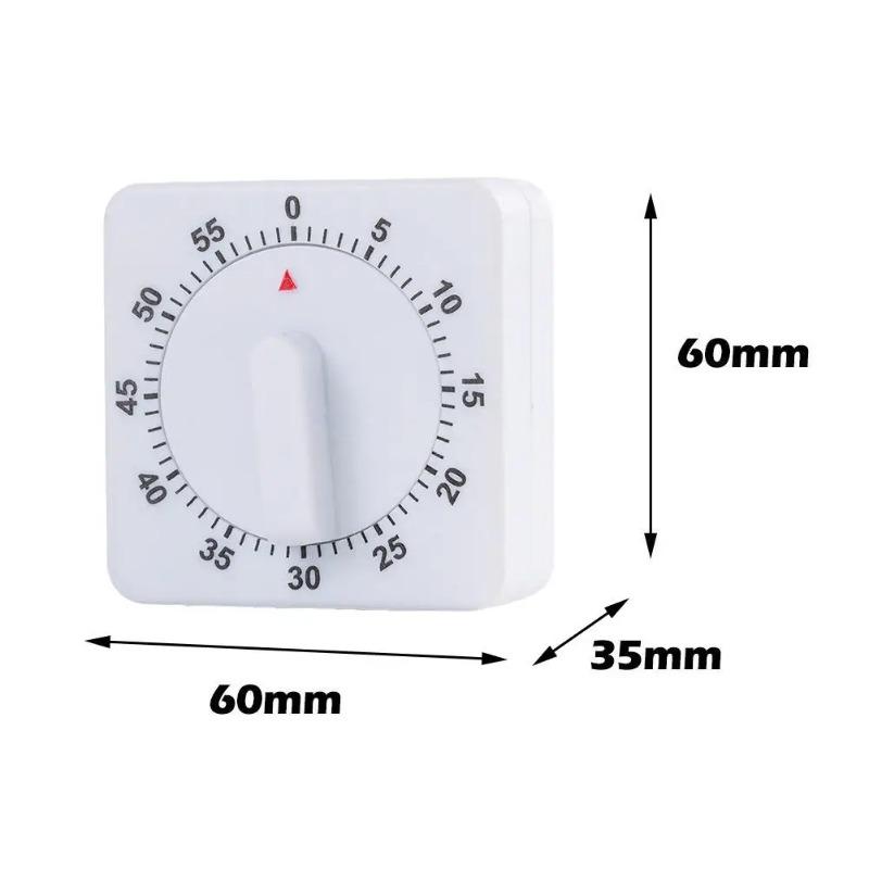 60 Minutes Mechanical Kitchen Timer Square Countdown Alarm Reminder for Cooking Baking Food Preparation Timing Tool