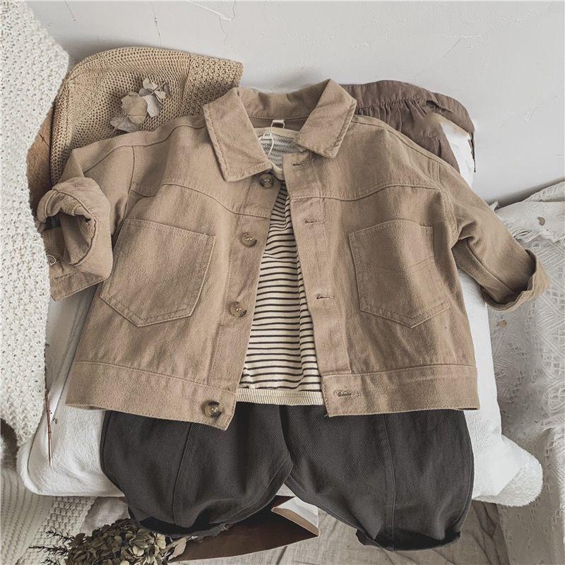 Autumn Baby Retro Pocket Dungarees Loose Girl Children Casual Pants Boy Kids Fashion Trousers Cotton Clothes