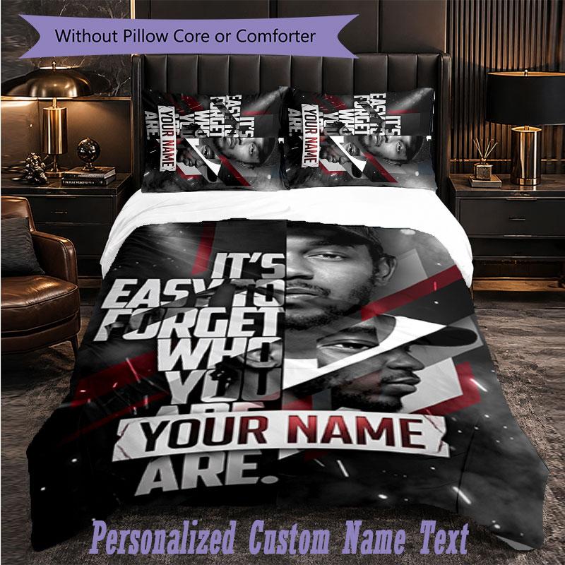 Personalized 3Pcs Bedding SetKendrick Lamar Custom Text Duvet Cover Pillowcase Set Bedroom Gift