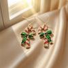 European & American Style Christmas Magic Wand Earrings with Inlaid Diamonds