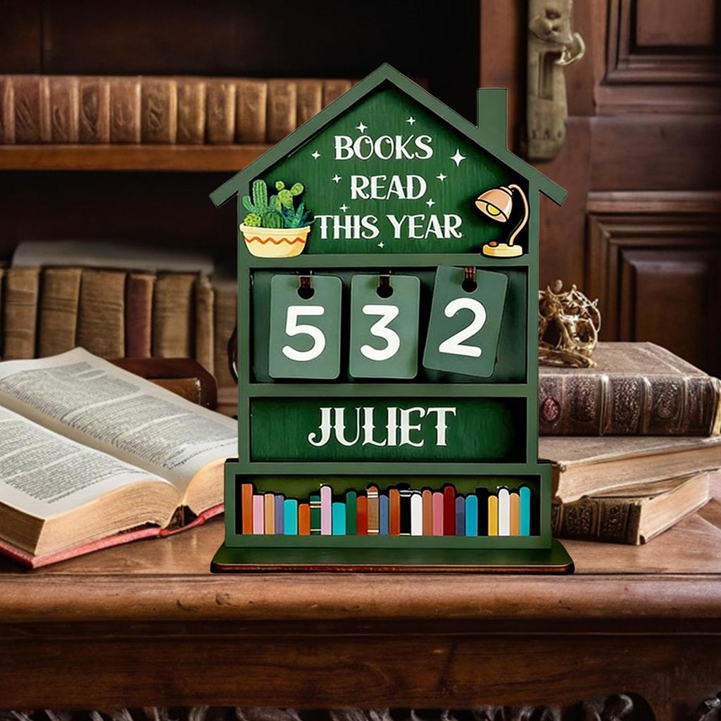 Book Counter Tracker Wooden Annual Read Book Display Tracker Manual Read Tracker Reading Sign Display Bookshelf Decor Deco