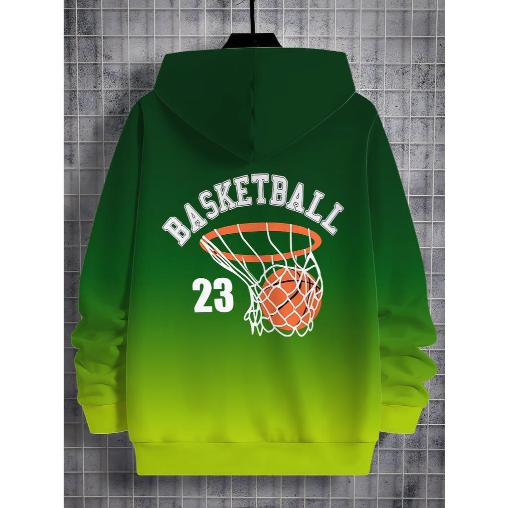 3D Digital Printed Basketball Element Gradient Pattern Goal Moment Hoodie, Perfect Gift