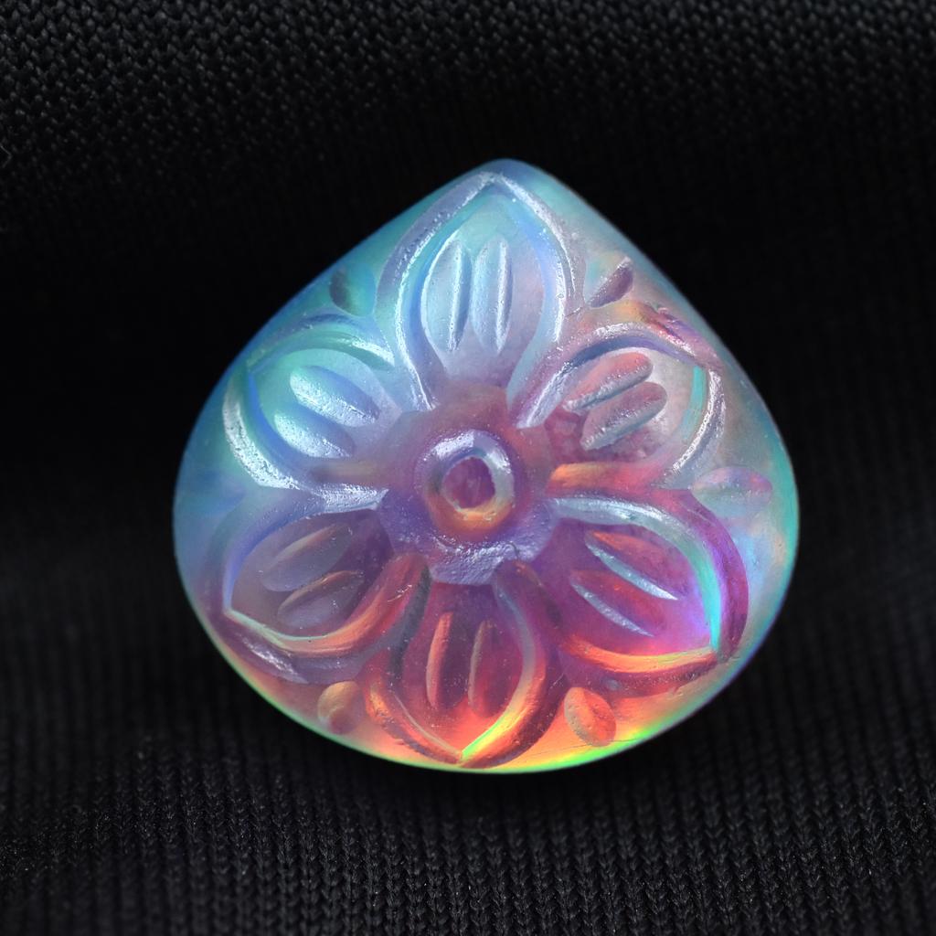 Lab-Created Opal Loose Gemstone Pear Cut 9.65 ct Multi-Color October Birthstone for Gem Collections