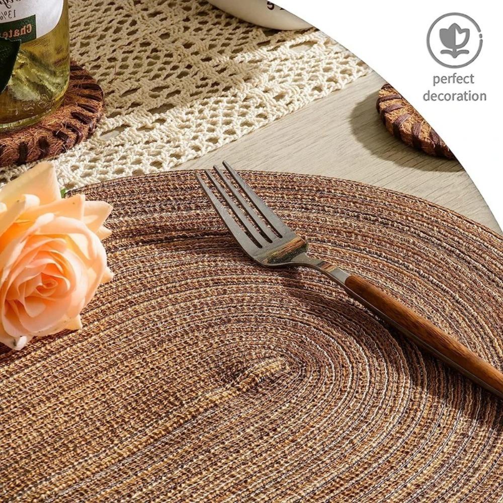 Washable Table Mats Coasters Oval Braided Table Place Mats Heat Resistant Pad  for Dining Table