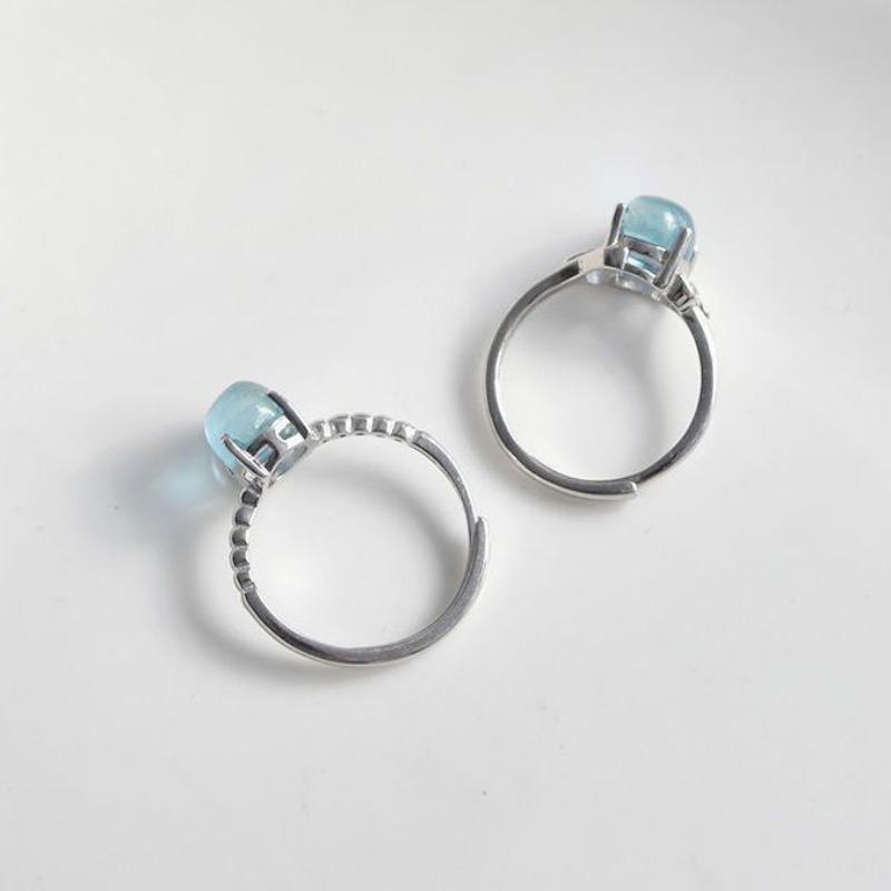 Original Designer Aquamarine Gemstone Rings For Women Light Luxury And Exquisite Fresh Translucent Blue Couple Ring Fine Jewelry