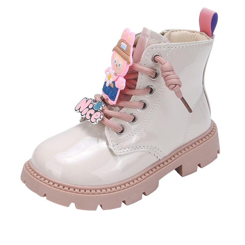 

Осенне-зимние легкие короткие ботинки для девочек, модные ботинки принцессы на мягкой подошве с противоскользящим протектором, одинарные ботинки для детей среднего и старшего возраста 36 бежевый