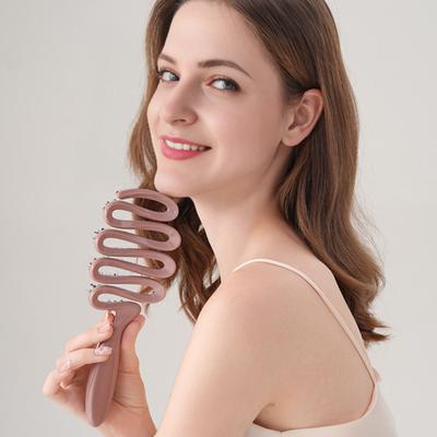 Spazzola per Capelli con Setole di Cinghiale Portatile Antistatica Ventilata Spazzola Piatta per Capelli Massaggio Cuoio Capelluto Donna Volumizzante Styling Districante Pettine