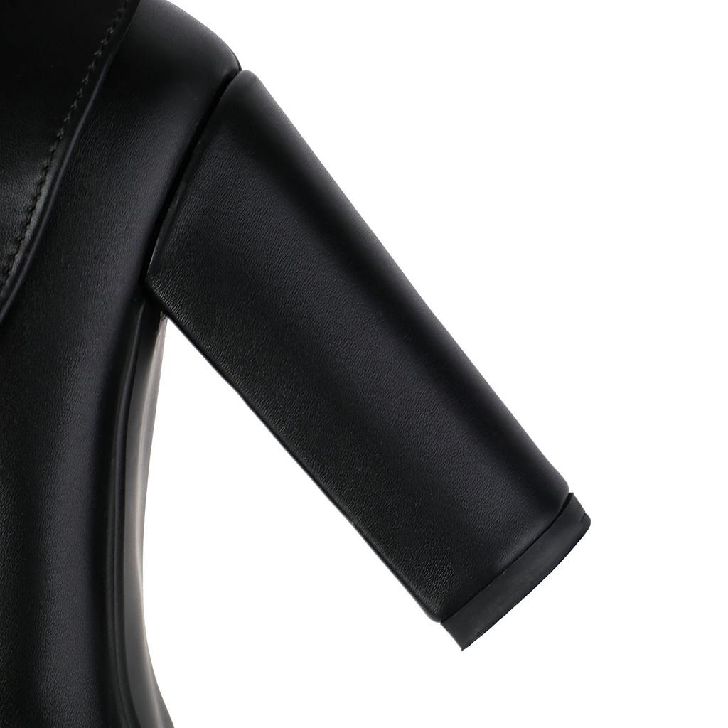 French Concise 9.5cm Heels Folding Boots Women's Knee High Boots Comfy Soft PU Sung Fit Autumn Winter Shoes