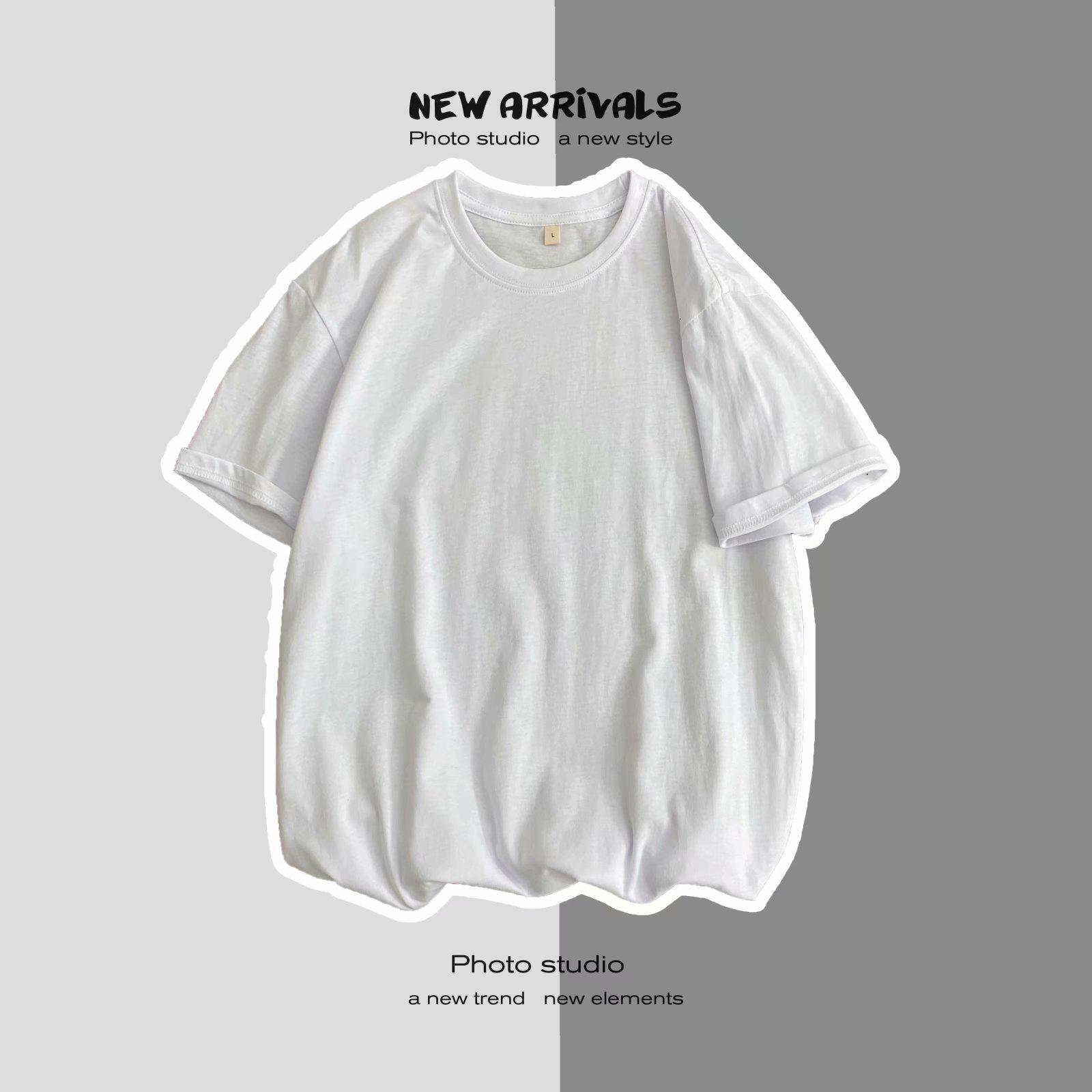 

Футболка свободного кроя с коротким рукавом в стиле ретро унисекс - доступна в белом и черном цветах 2XL (130-150 jin) белый