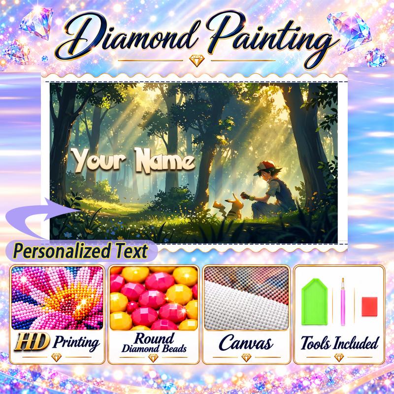 Personalized Pikachu Diamond Art Custom Name 5D Diamond Painting Full Drill DIY Craft