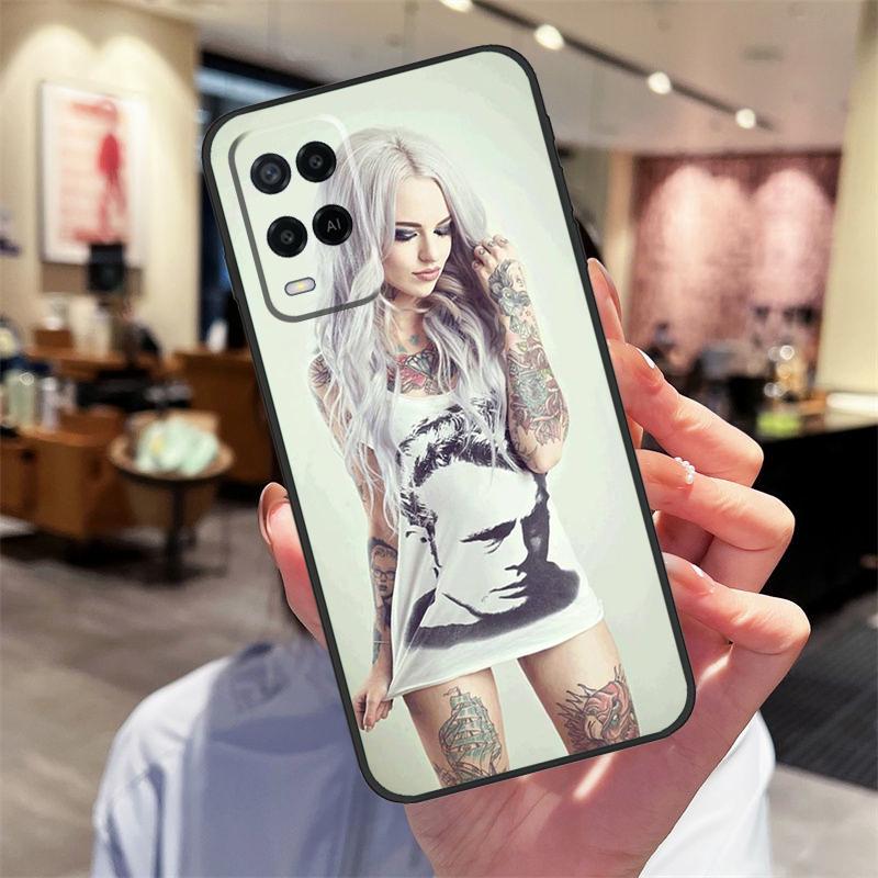Sexy Sleeve Tattoo Girl Case For Oppo A94 A74 A54 A18 A38 A58 A78 A98 A40 A60 A80 A16 A76 A96 A15 A17 A77 A57S Cover