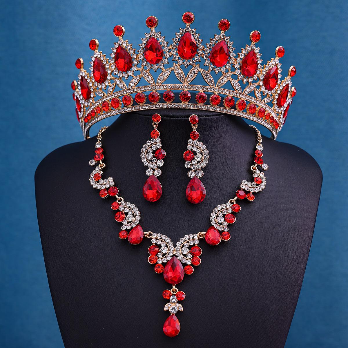 

4 шт./компл. Барочный хрустальный свадебный циркониевый стразовый тиары корона ожерелье серьги для невесты женщин свадебный циркониевый набор подарок