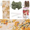 Yukata Heiko Obi Antique Floral Easy to Wear by One Person Classic Orange FREE (Dita) Women's 5-Piece Set (Sash), Yellow, White, Green, Natural,