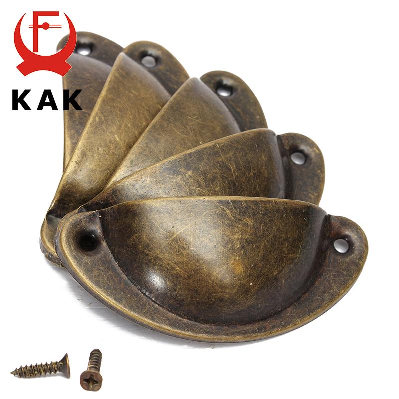 KAK 2 Pezzi Maniglie per Cassetti da Cucina Armadietti Manopole per Mobili Maniglie a Conchiglia Ottone Antico