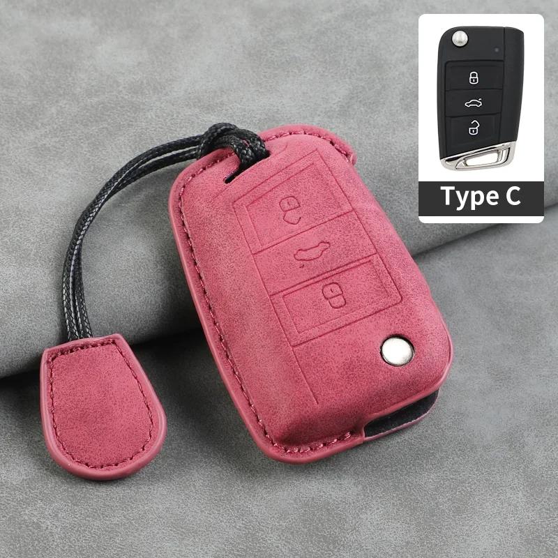 Car Key Cover For Volkswagen VW Polo Golf7 MK7 Tiguan Passat B5 B6 B7 Golf 4 5 6 MK6 Jetta Lavida Leather Car Key Case Cover
