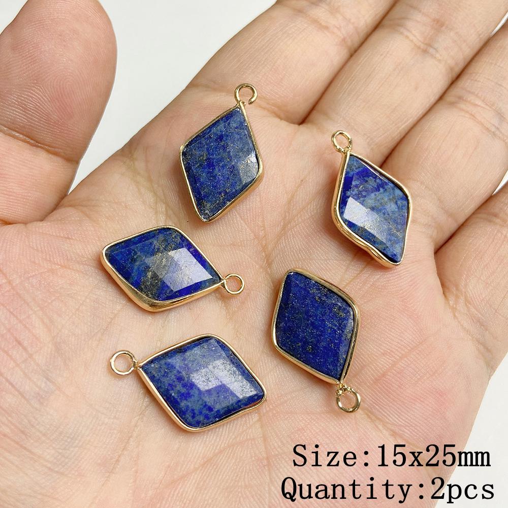 Natural Blue Lapis Lazuli Connector Charms Pendant Stone Warter Drop Teardrop Heart Pendants Charm For Jewelry Making Necklaces
