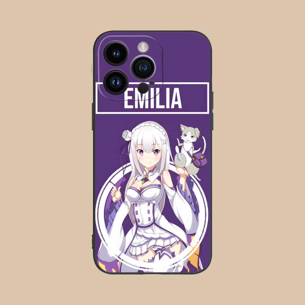 ReZero Emilia Waifu Mobile Phone Case for iPhone 17 16 15 14 13 12 11 X XR XS 8 7 Air Pro Max Plus Mini Colorful Cover Luxury