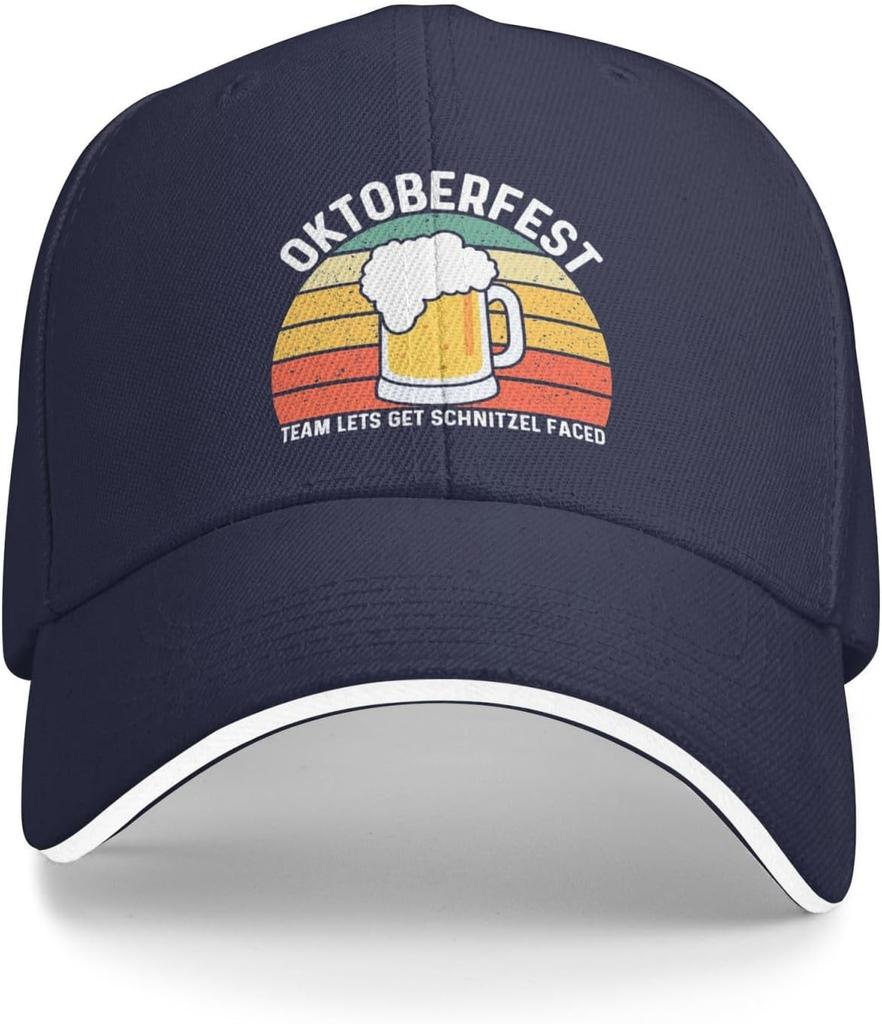 Oktoberfest Team Lets Get Schnitzel Faced Hat Unisex Women Baseball Cap Cool Sun Helmet Party Celebration Decorations