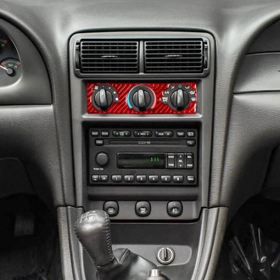 Red Carbon Fiber Center Console AC Switch Panel Cover For Ford Mustang 2001-2004