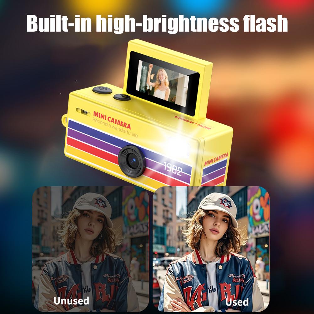 Retro Mini Palcová Kamera, HD Foto a Video, Výklopný Displej pro Selfie, Přenosný Digitální Fotoaparát pro Studenty