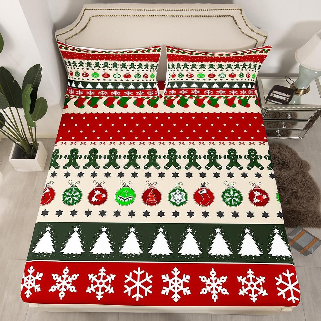 Christmas atmosphere theme pattern mattress four-piece bedding set bedroom dormitory bedding decoration