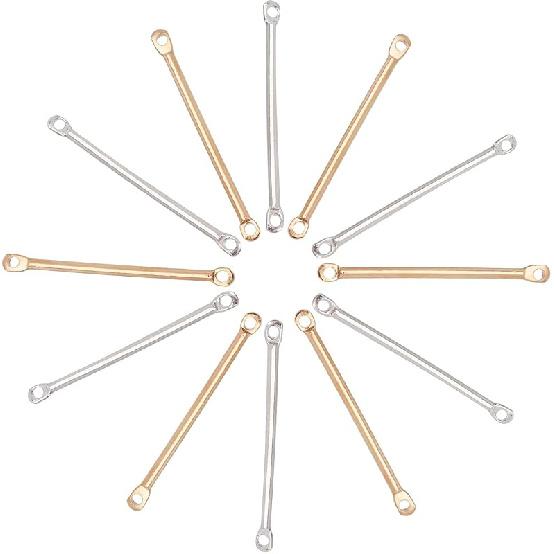 SUNNYCLUE 1 Box 60Pcs 3 Sizes Gold Vertical Charms Stamping Blank Bar Charms Stainless Steel Metal Bar Charm Rectangle Tags for Jewelry Making