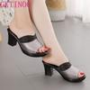 Fashion GKTINOO Women's Slippers Sandals 2024 Summer 8cm High Heels Women Shoes Woman Slippers Summer Sandals Fashion Shoes