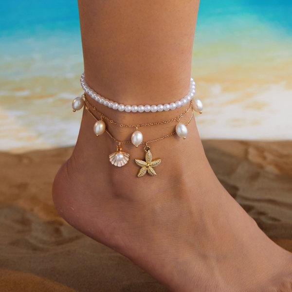 Bohemian Sea Shell Woven Anklet For Women Ceramic Fish Heart Shells Beads Bracelet On The Leg Boho Beach Barefoot Sandal Jewelry