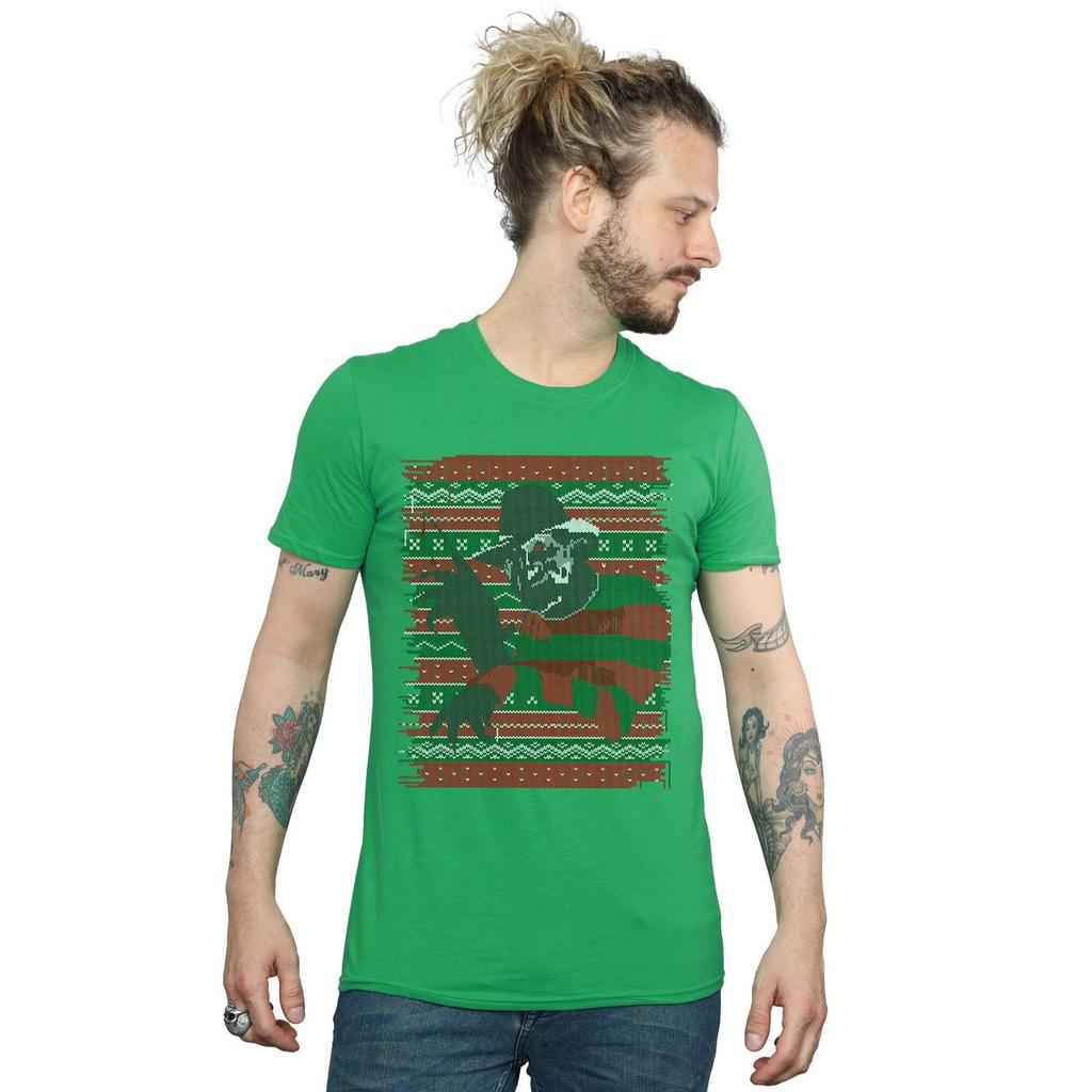 A Nightmare On Elm Street Mens Christmas Fair Isle T-Shirt