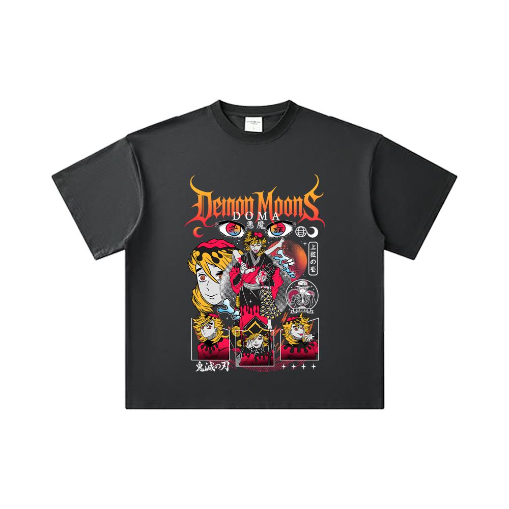 260 GSM Double Yarn 32 Count 100% Cotton Demon Slayer V32 Doma Print Unisex Heavy Cotton T Shirt
