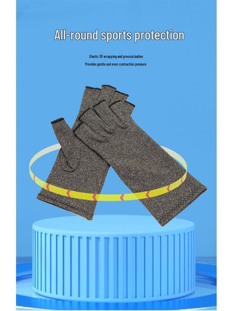 Gray Outdoor Compression Fingerless Gloves for Exercise & Rehabilitation