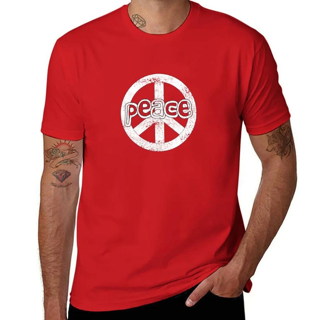 Peace T-Shirt Graphic Shirts Summer Top Hippie Clothes Tees Mens T Shirt