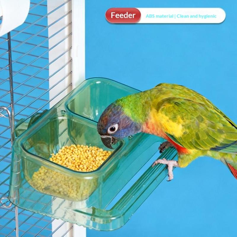 Novo Alimentador Duplo para Papagaio de Grande Capacidade à Prova de Salpicos Pendurado Tigela de Comida Tigela de Água para Alimentação de Pássaros Acessórios para Animais de Estimação