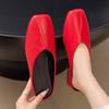 Summer New Women Slippers Square Toe Mules Shoes 2025 Trend Heeled Sandals Party Slingback Flip Flops Woman Slides Mujer