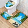 Badezimmermatten Dreiteiliges Badezimmer-Toilettenmatten-Set Badezimmer Rutschfeste Matten Strandlandschaft Stil Matten