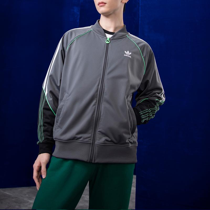 Adidas Originals Long Sleeve Sports Jacket Men Jackets Gray HI3002