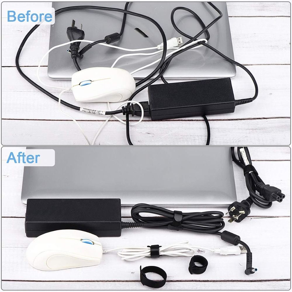 50pcs Releasable Winder 50pcs Hoop Tape Reusable Cable Organizer  Wire Management