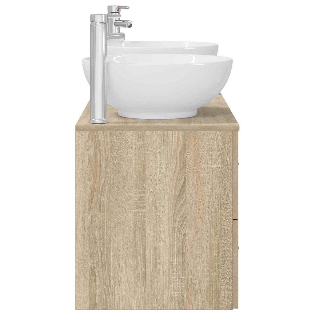 Bathroom Furniture Set 3 pcs Sonoma Oak 129 x 44.5 x 80 cm
