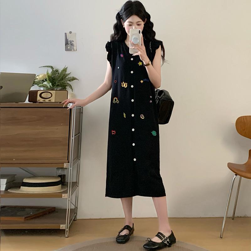 

Maternity Trendy Plus Size Summer Dress - Slimming, Stylish, Age-Reducing Long Skirt for Moms Large чёрный